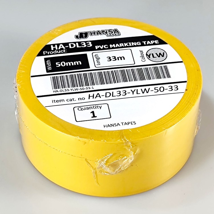 Taśma oznaczeniowa do wyznacznia linii HANSA TAPES DL33 żółta 50mm.jpg