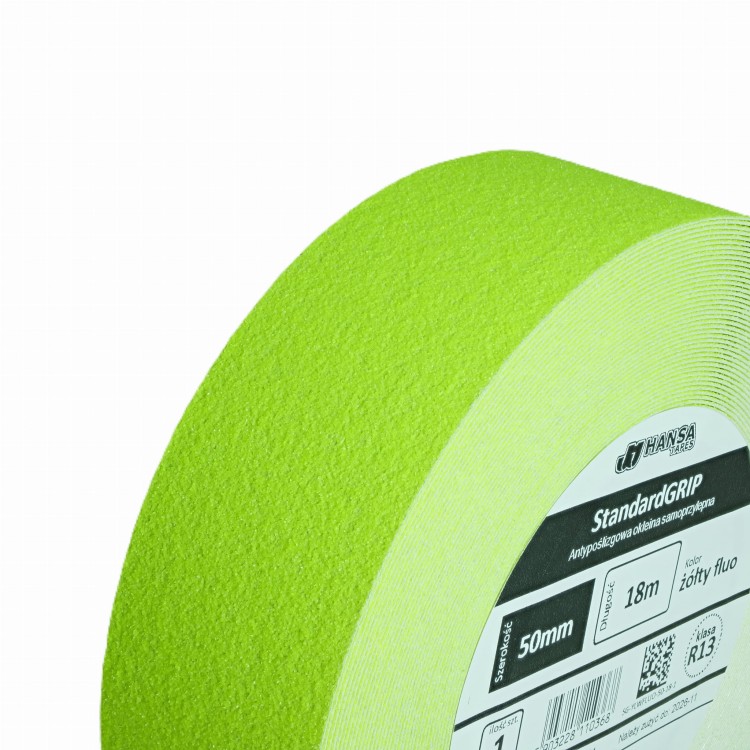 naklejka przeciwpoślizgowa na schody, jaskrawa żółta fluo, StandardGRIP, Hansa Tapes, 50mm, rolka główna 3.jpg