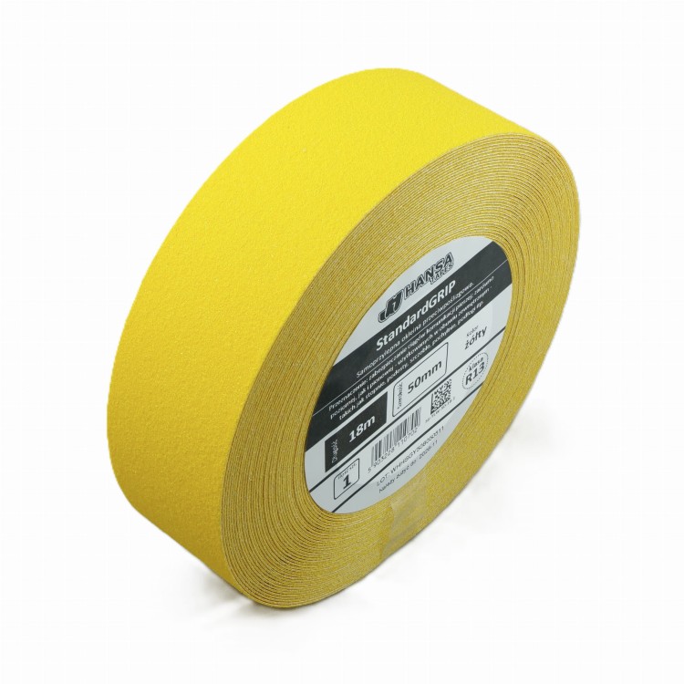 Taśma antypoślizgowa żółta 50mm, ,rolka , Hansa Tapes, Standard Grip, na schody, przeciwpoślizgowa b cut.jpg