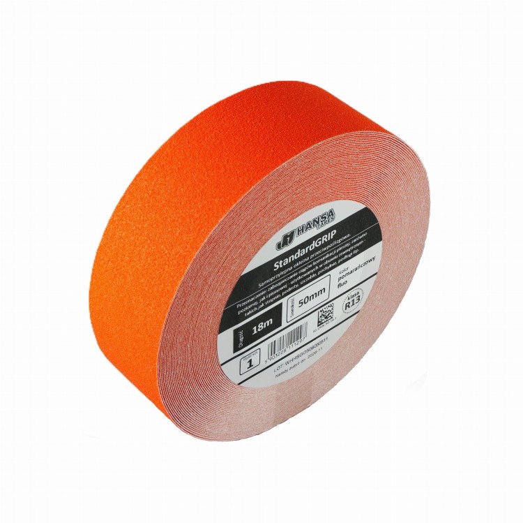 Taśma przeciwpoślizgowa, samoprzylepna, na schody i pochylnie StandardGRIP pomarańczowa, jaskrawa, fluorescencyjna, 50mm rolka.jpg