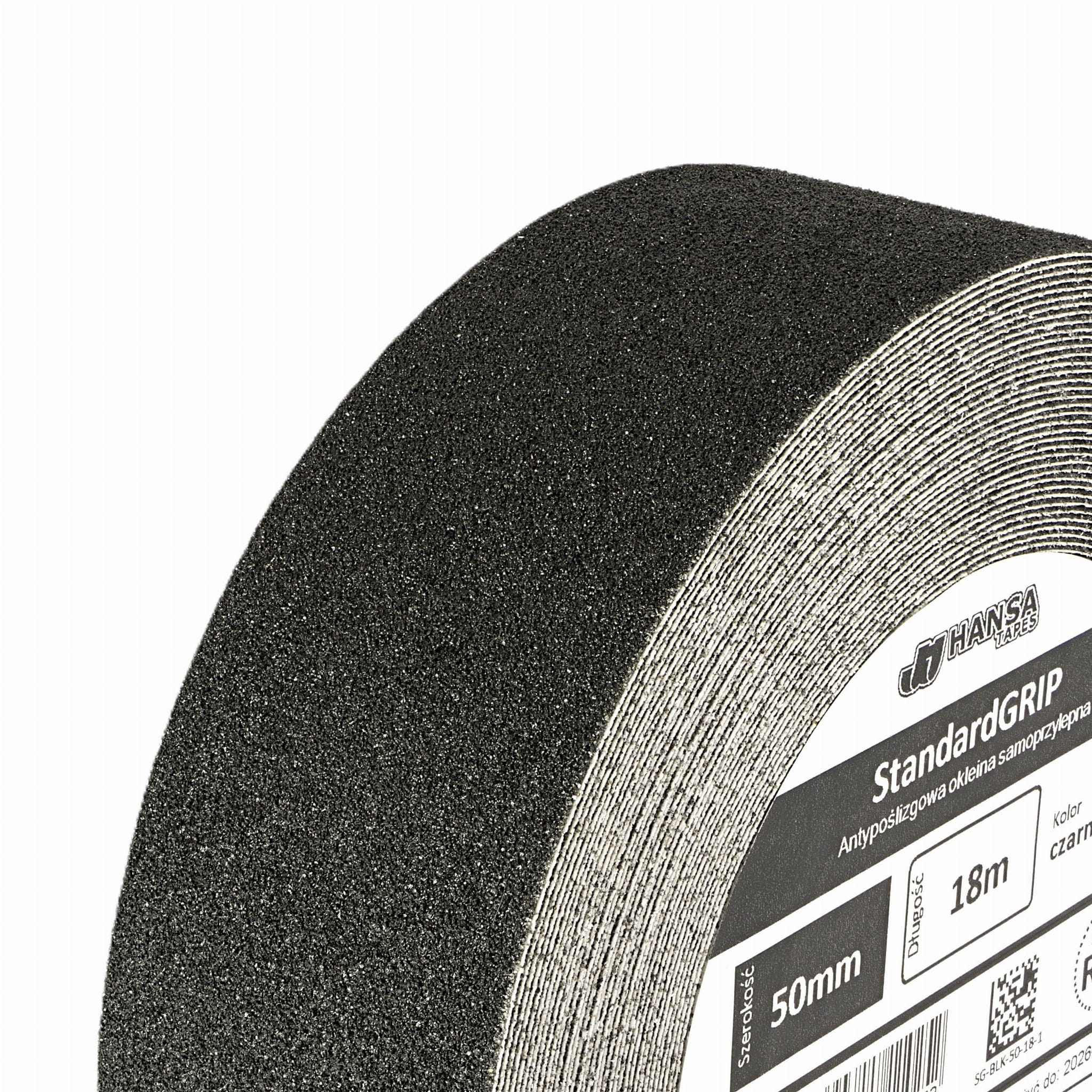 Taśma antypoślizgowa CZARNA 50mm x 18m StandardGrip klasa R13 (średnie ziarno P60)